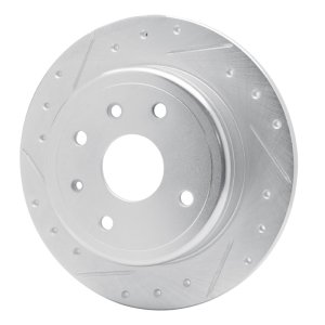 Chevrolet Epica Brake Rotor (1) - Rear Left - R1 Concepts - Drilled & Slotted - Silver - `04-`10